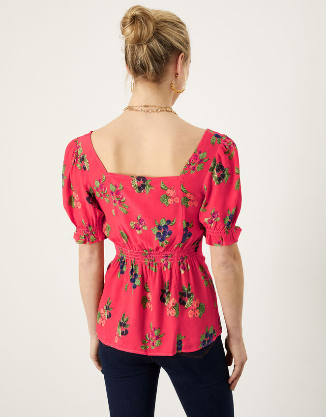 Ramita Fruit Print Blouse in Sustainable Viscose, Orange (ORANGE), large