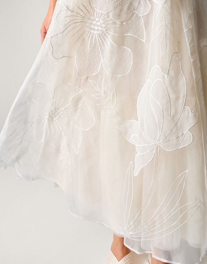 Rosie Embroidered Floral Wedding Skirt, Ivory (IVORY), large
