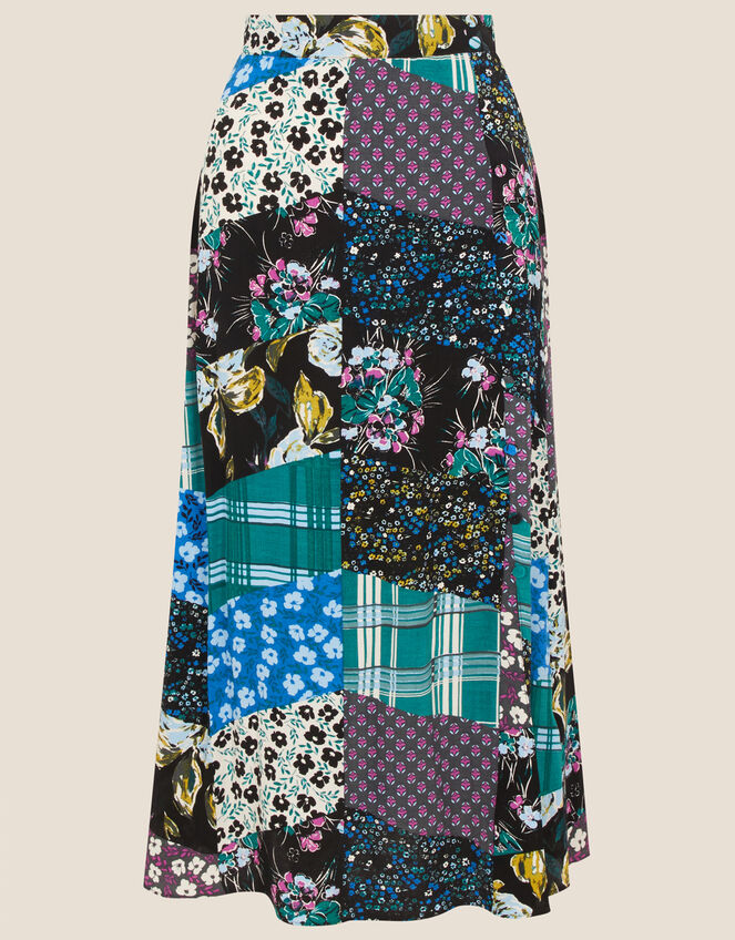 Bette Patch Print Midi Skirt, Green (GREEN), large