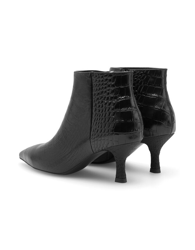 Shoe The Bear Vera Croc Kitten Heel Boots, Black (BLACK), large