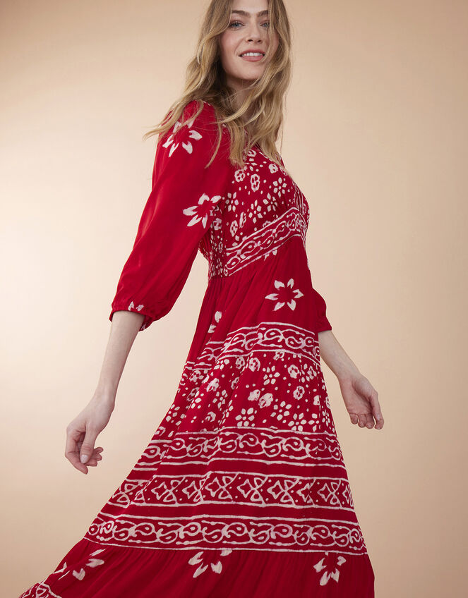 East Chrissy Print Satin Dress, Red (RED), large