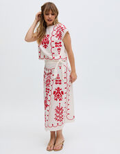 Raffya Freya Embroidered Midi Wrap Skirt, Multi (MULTI), large