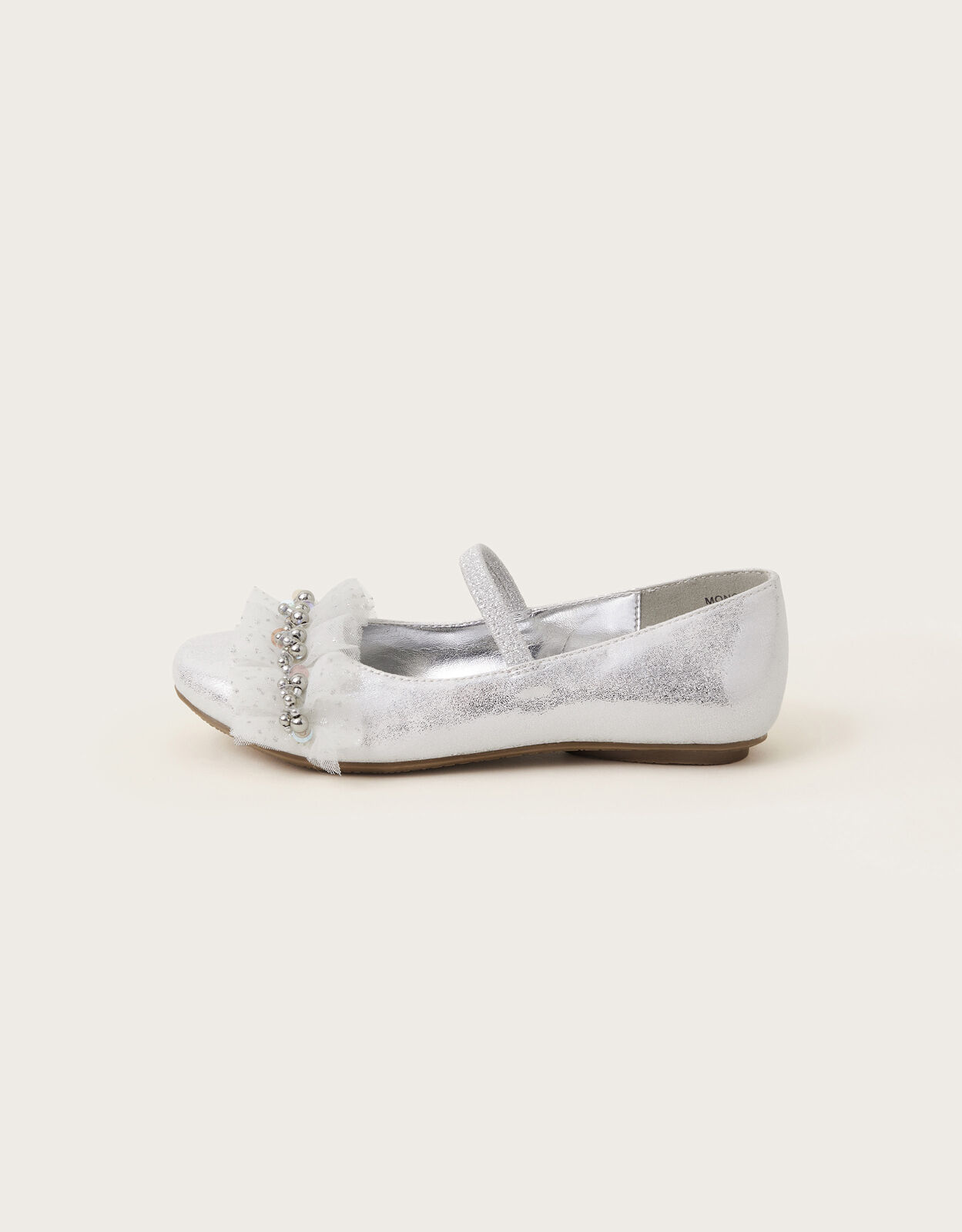 Land of Wonder Beaded Ballet Flats Silver Girls Flat Shoes