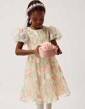 Celina Daisy Embroidered Party Dress, White (WARM IVORY), large