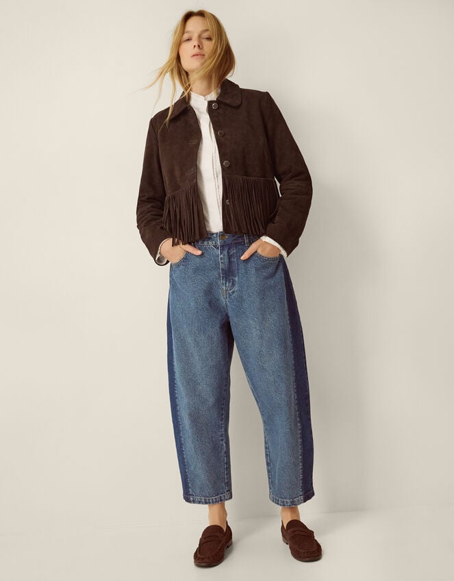 Maude Fringe Suede Jacket, Brown (CHOCOLATE), large