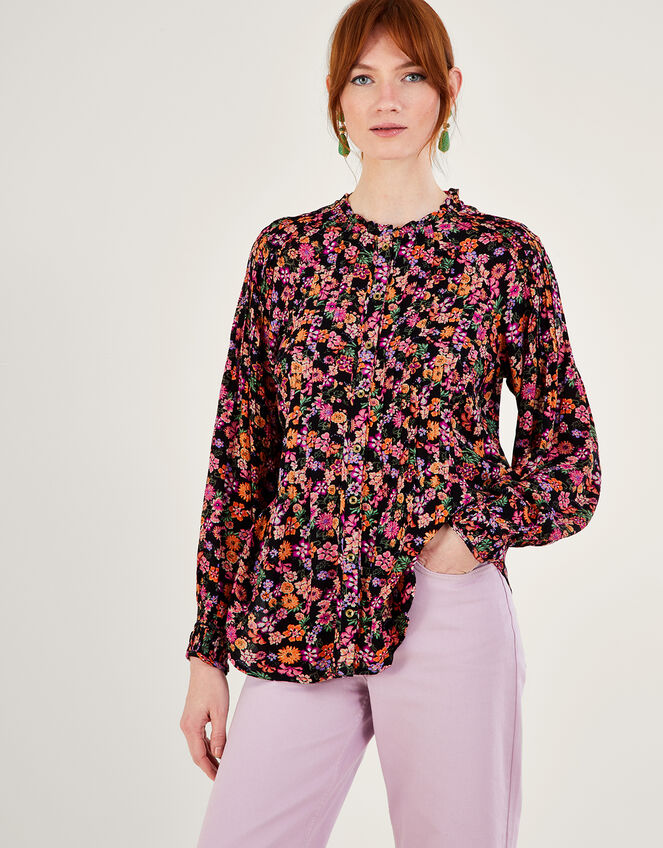 Ditsy Floral Pintuck Blouse in LENZING™ ECOVERO™ Orange | Tops & T-shirts |  Monsoon