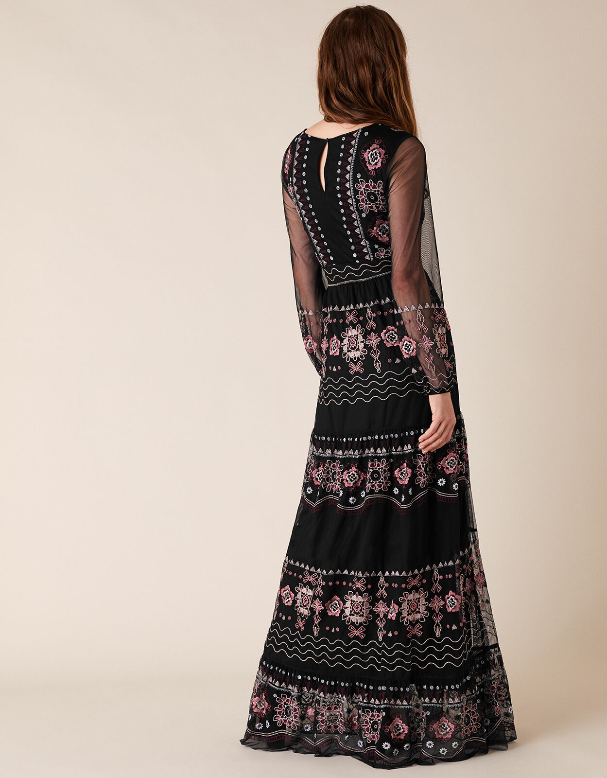 monsoon black embroidered dress
