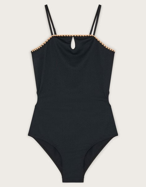 Texture Cut-Out Swimsuit, Black (BLACK), large