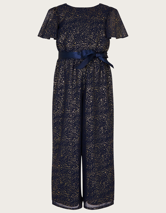 Foil Print Jumpsuit in Recycled Polyester, Blue (NAVY), large