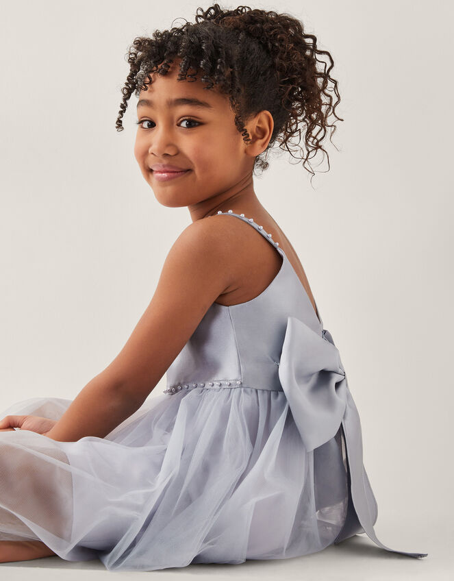 Pearl Embellished Bow Dress, Blue (BLUE), large