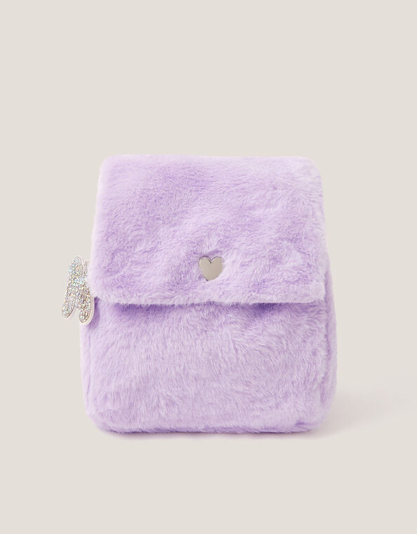 Fluffy Backpack with Butterfly Charm, , large