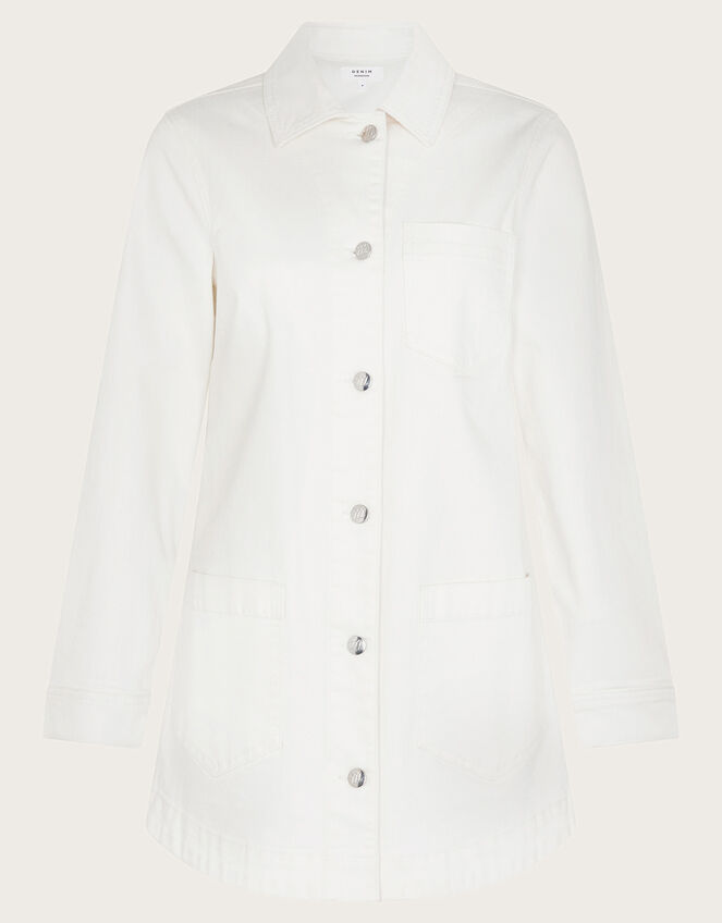 Mindy Longline Denim Jacket, Natural (ECRU), large