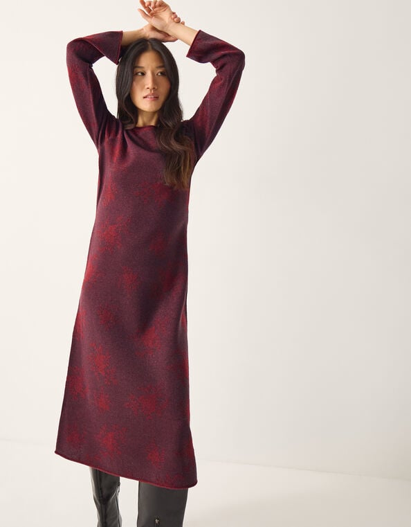Fianna Floral Print Knit Midi Dress, Red (CHERRY), large