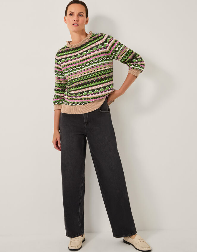 Fira Fair Isle Sweater, Green (GREEN), large