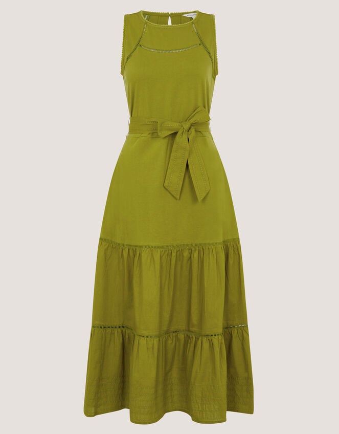 Jen Belted Jersey Maxi Dress, Green (GREEN), large