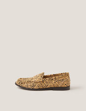 Maya Leather Animal Print Loafers, Brown (BROWN), large