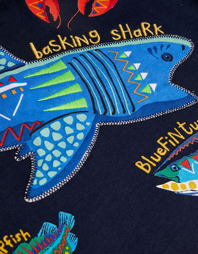 Fish Print T-Shirt WWF-UK Collaboration, Blue (NAVY), large