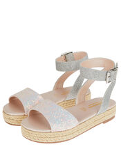 Mermaid Glitter Espadrille Sandals, Silver (SILVER), large