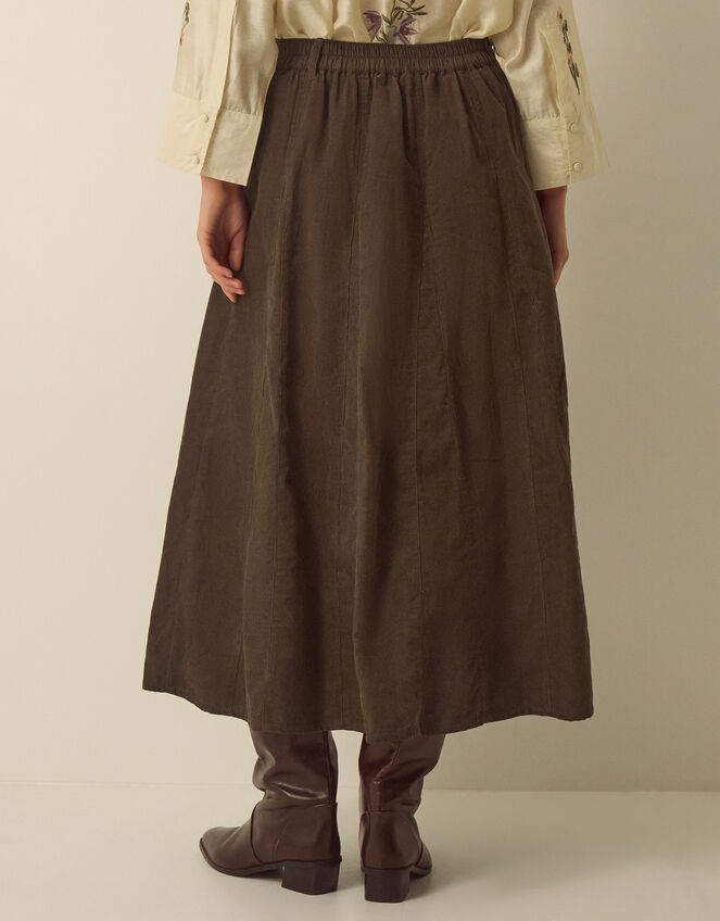 Nora Corduroy Midi Skirt, Brown (CHOCOLATE), large