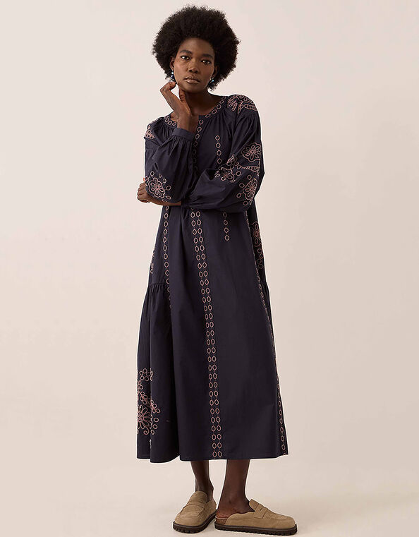 East Reni Broderie Dress, Blue (NAVY), large