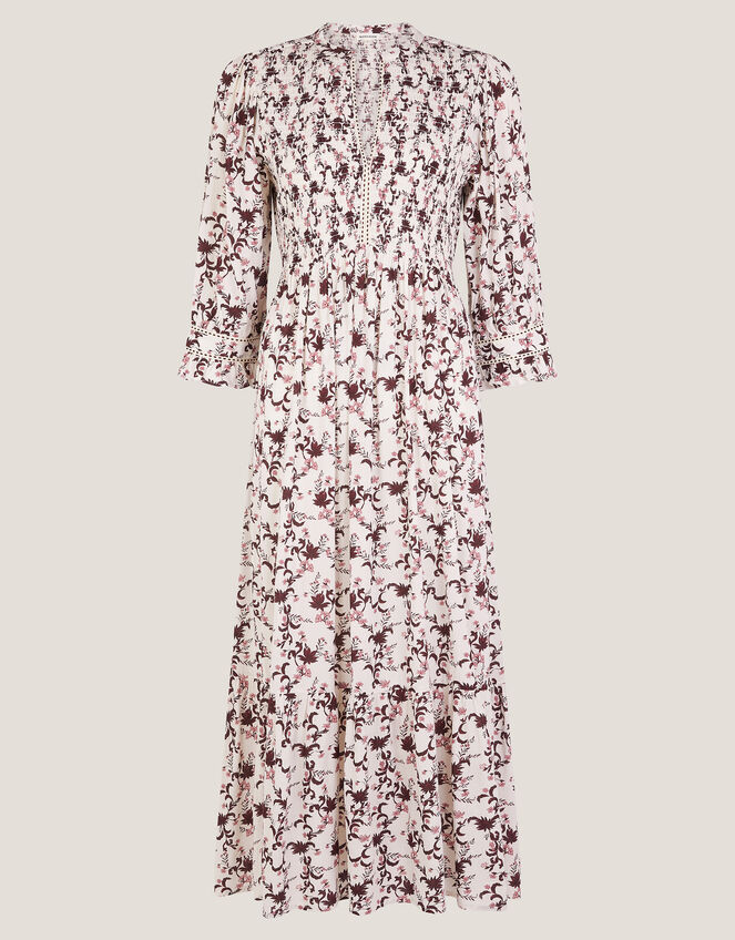 Jacqueline Floral Midi Dress, Ivory (IVORY), large
