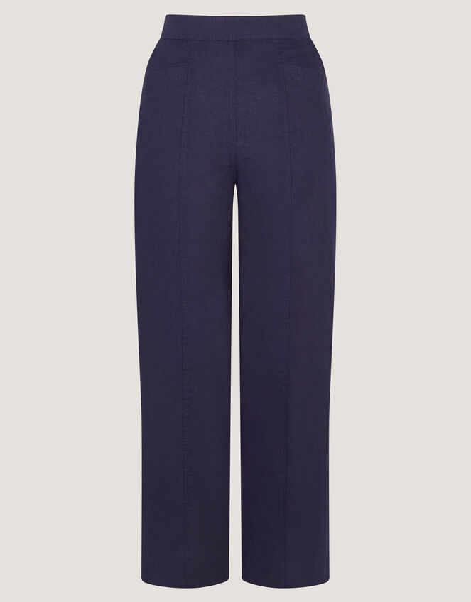 Lucy Short Straight Leg Linen Pants, Blue (NAVY), large