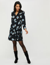 Daniella Daisy Print Dress, Black (BLACK), large