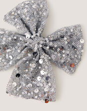Embellished Bow Hair Clip, Silver (SILVER), large