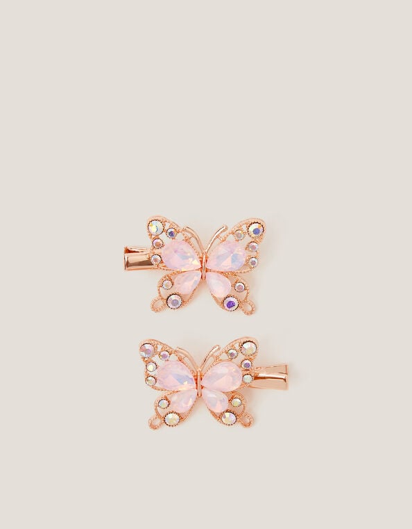 2-Pack Gemstone Butterfly Hair Clips, , large