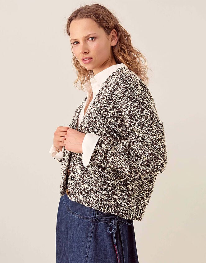 East Willow Boucle Knit Cardigan, Brown (BROWN), large