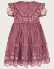 Baby Embroidered Mesh Dress, Purple (LILAC), large