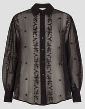 Edie Embroidered Blouse, Black (BLACK), large