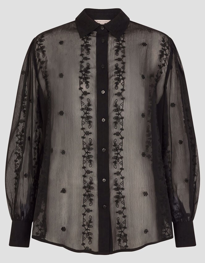 Edie Embroidered Blouse, Black (BLACK), large