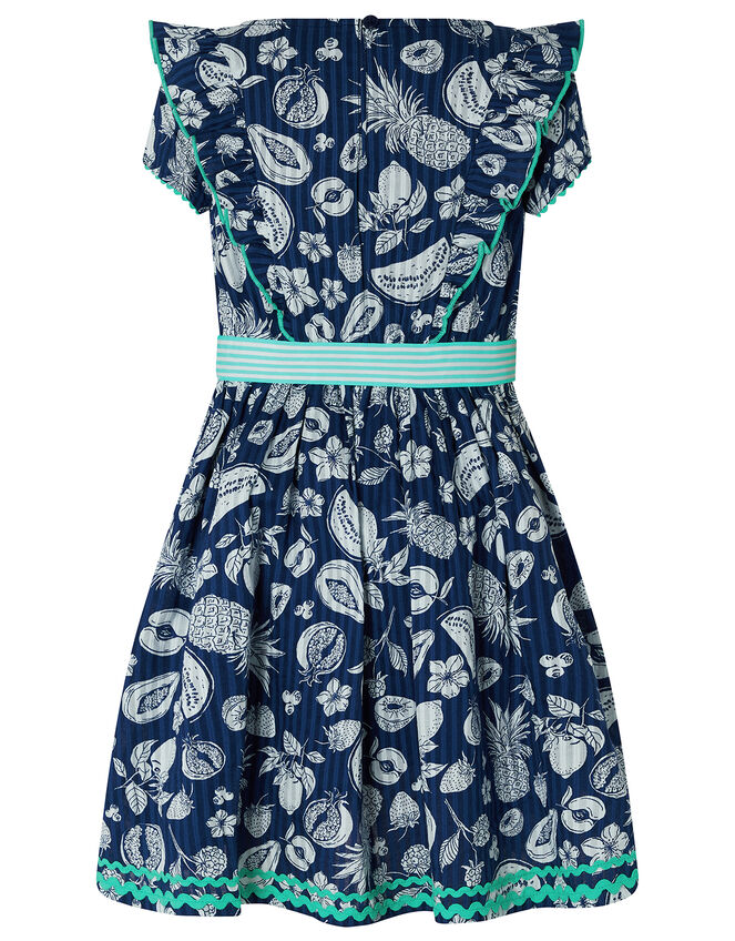 Naomi Fruit Print Dress in Organic Cotton, Blue (NAVY), large