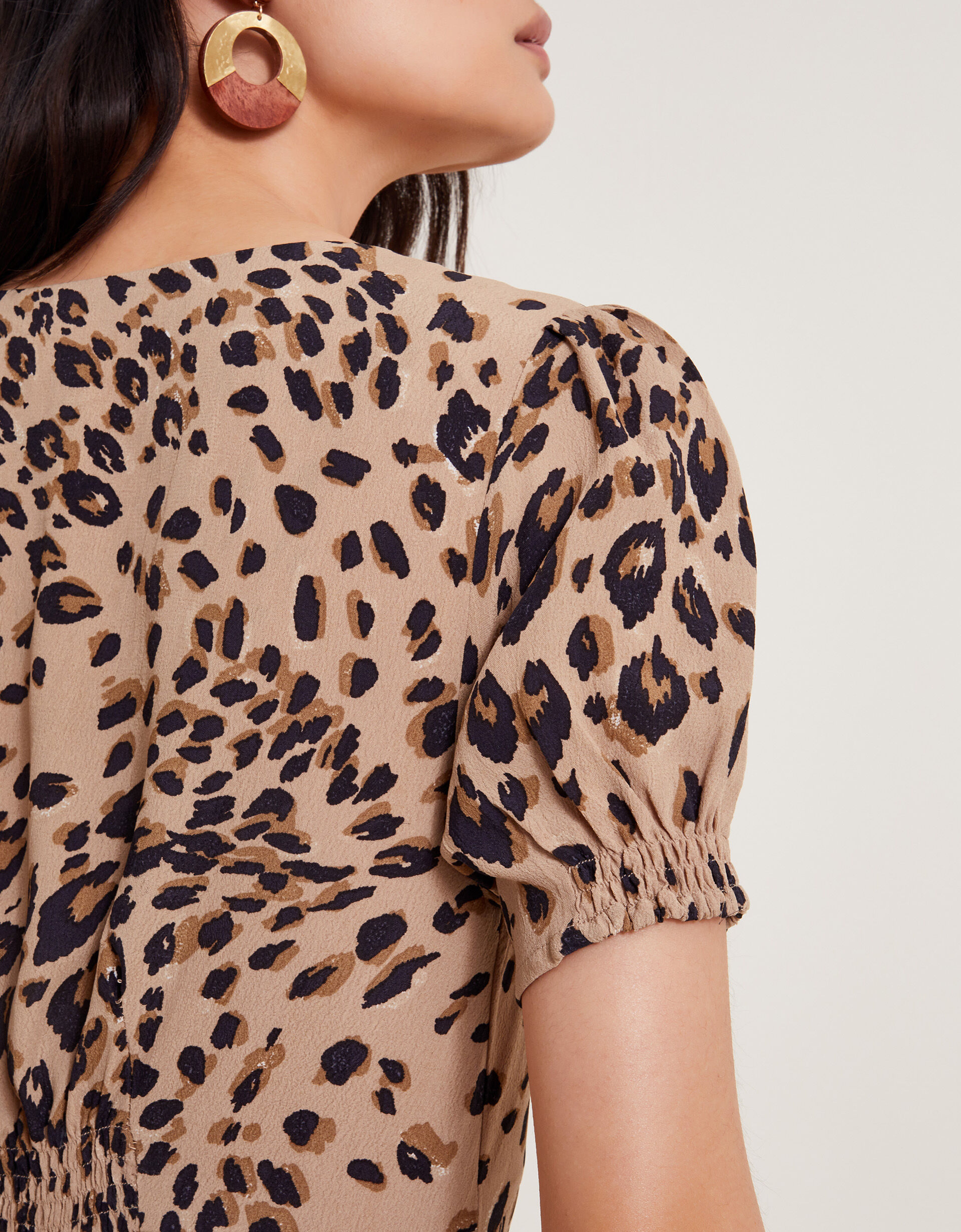 Raife Midi Leopard Print Tea Dress Natural Day Dresses Monsoon Global