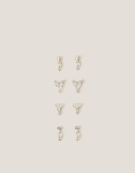 4-Pack Bridesmaid Pearl Clip-On Earrings, , large