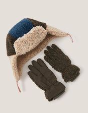 Borg Trapper Hat & Gloves Set, Multi (MULTI), large