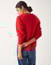 Bray Asymmetrical Button Knit Jumper, Red (RED), large