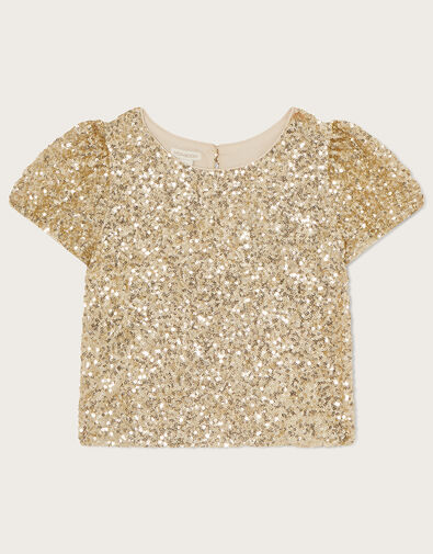 Sequin Cap Sleeve Top Gold, Gold (GOLD), large