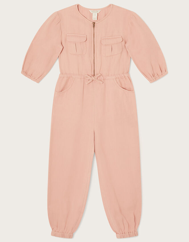 Boutique Washed Denim Jumpsuit, Pink (PINK), large
