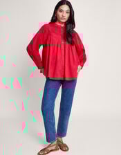 Dahlia Pintuck Oversized Shirt, Pink (PINK), large