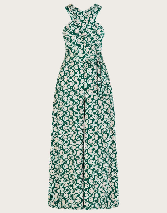 Print Cross-Over Jumpsuit, Green (GREEN), large