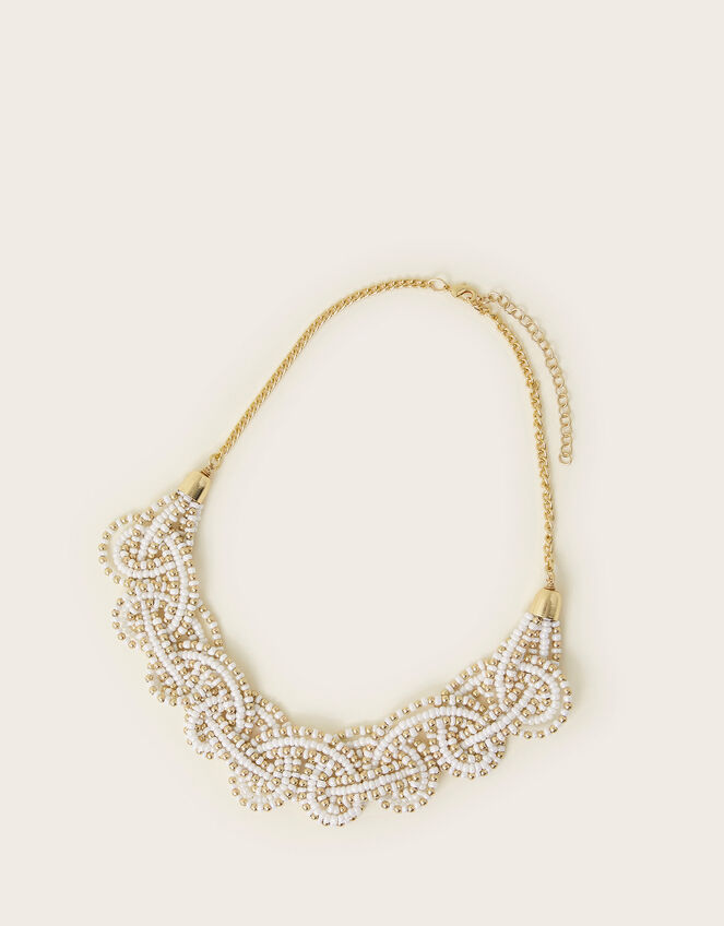 Beaded Pearl Swirl Necklace, , large