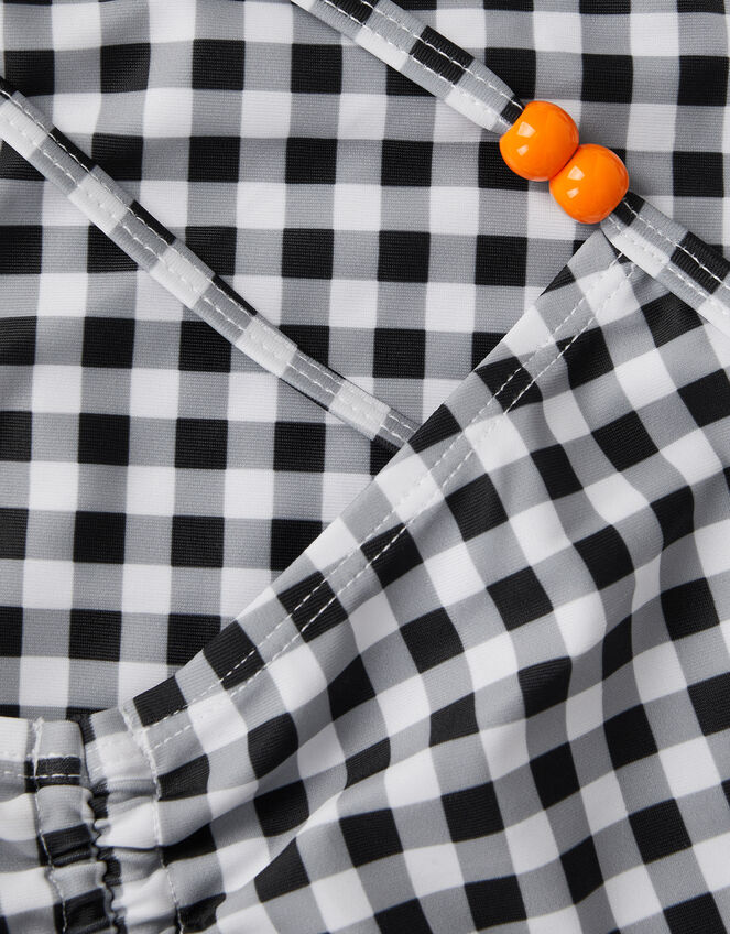 Gingham Cut Out Swimsuit, Black (BLACK), large