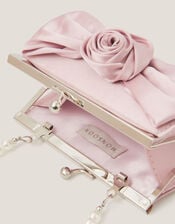 Satin Rose Bow Mini Bag, Pink (PALE PINK), large