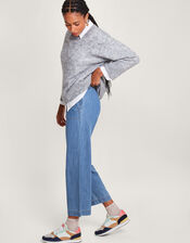 Harper Crop Wide Leg Pull-On Jeans Shorter Length, Blue (DENIM BLUE), large