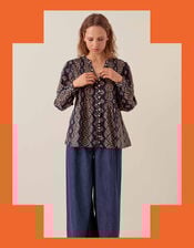 East Celine Print Blouse, Blue (NAVY), large