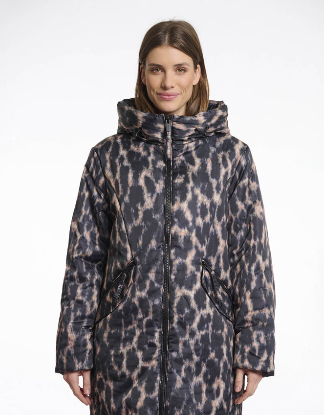 Rino & Pelle Lune Leopard Print Padded Coat, Leopard (LEOPARD), large