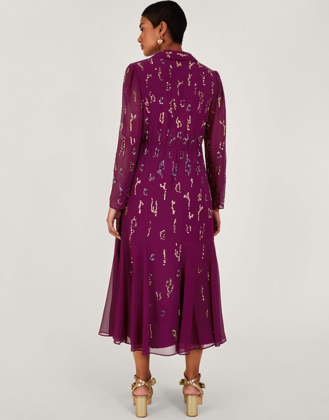 Eliza Embellished Shirt Dress, Red (BERRY), large