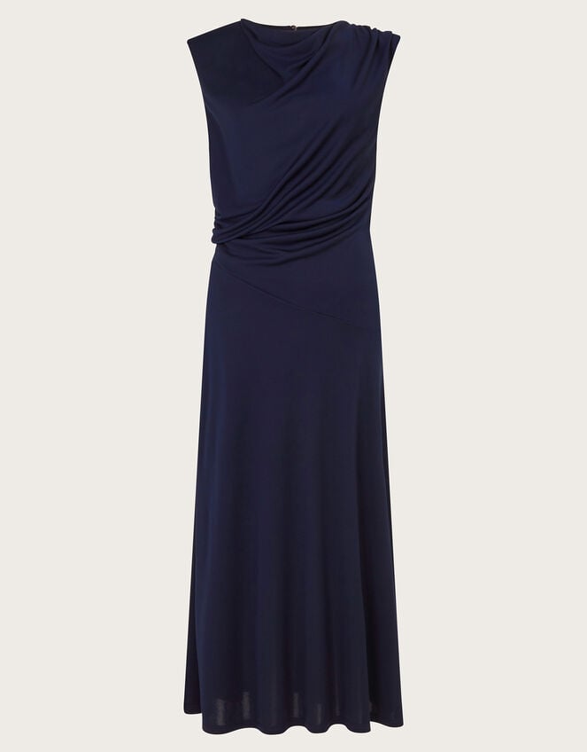 Debra Drape Jersey Dress, Blue (NAVY), large